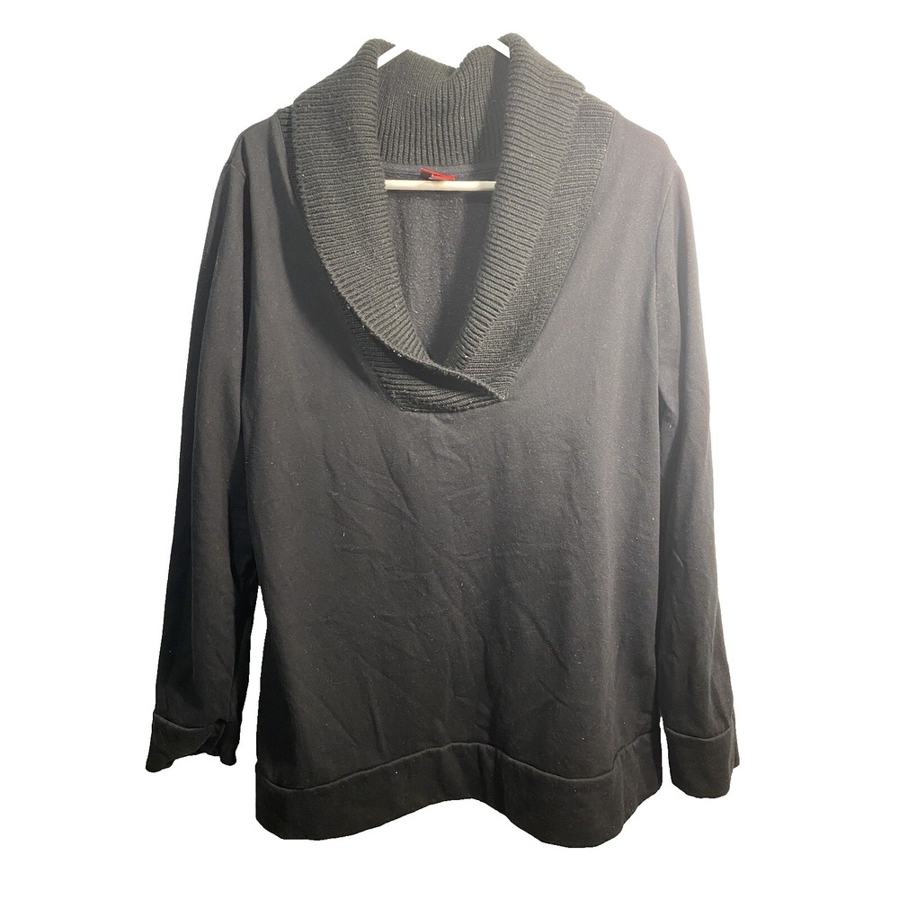 merona womens black long sleeve pullover sweater size XXL 2XL